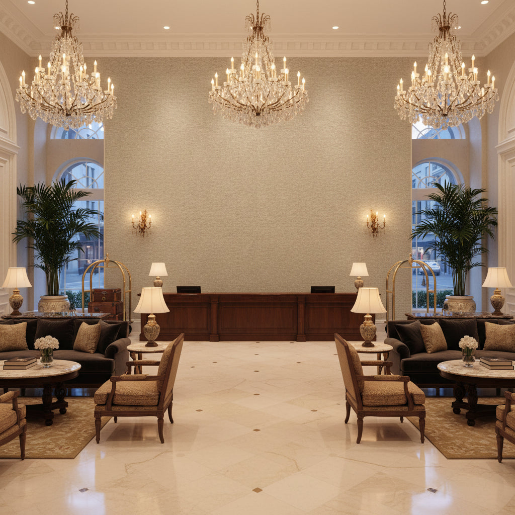 BF10678.110.0 | Kravet - Hotel Lobby Visualization (AI-generated, may not be to scale. Verify pattern scale with product specifications.)