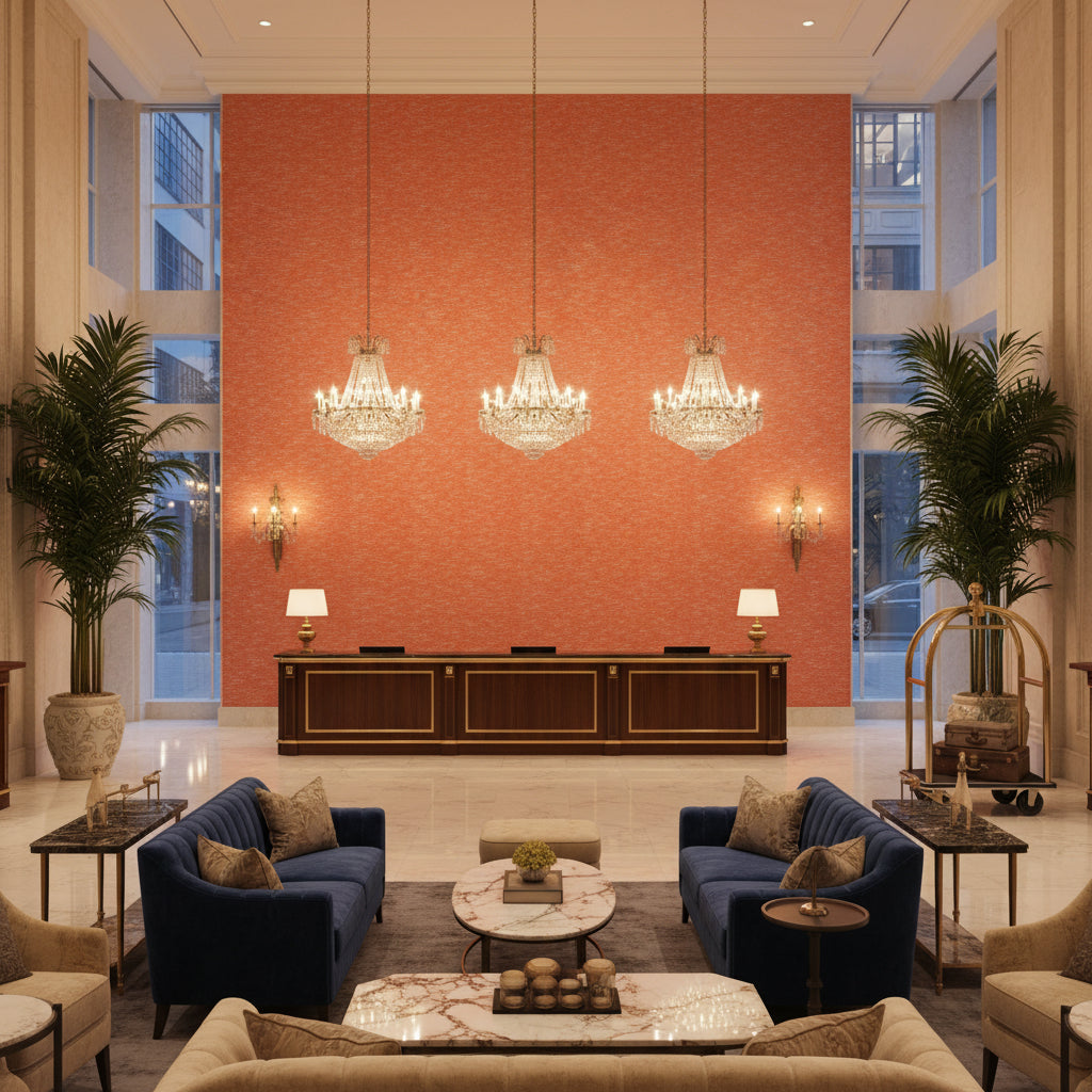 BF10678.330.0 | Kravet - Hotel Lobby Visualization (AI-generated, may not be to scale. Verify pattern scale with product specifications.)