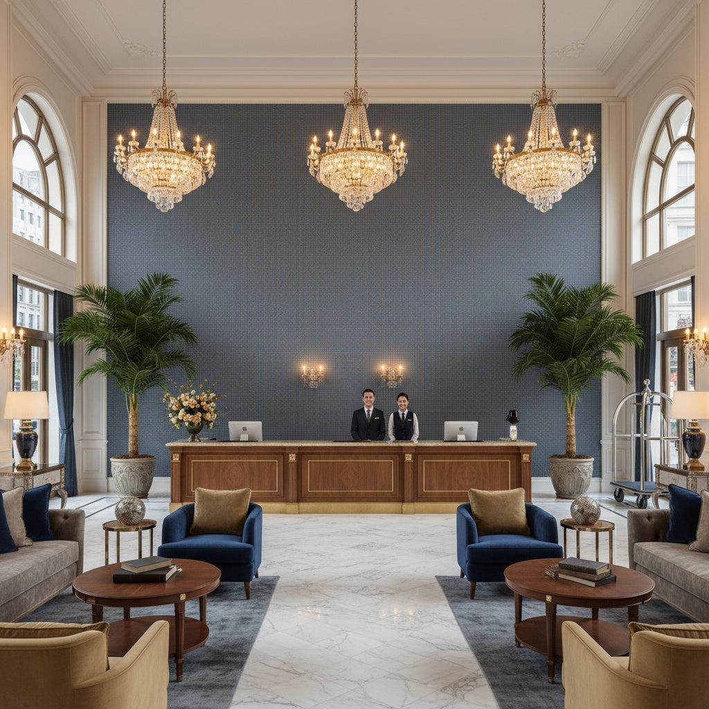 BF10681.680.0 | Kravet - Hotel Lobby Visualization (AI-generated, may not be to scale. Verify pattern scale with product specifications.)