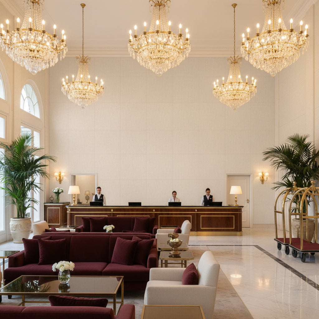 BF10682.106.0 | Kravet - Hotel Lobby Visualization (AI-generated, may not be to scale. Verify pattern scale with product specifications.)