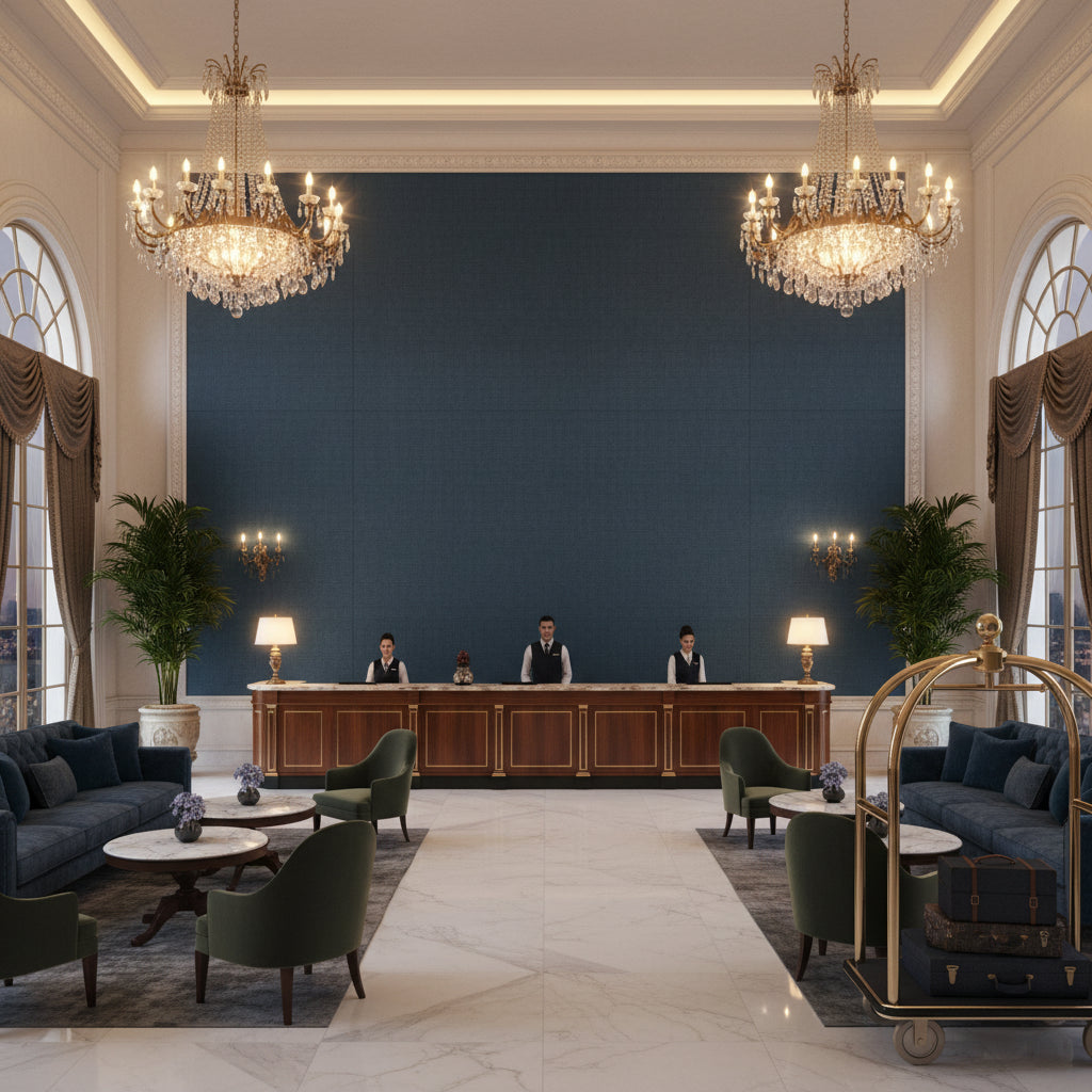 BF10684.675.0 | Kravet - Hotel Lobby Visualization (AI-generated, may not be to scale. Verify pattern scale with product specifications.)