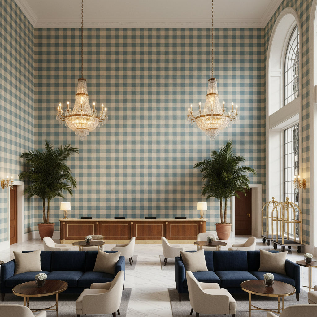 BF10692.605.0 | Kravet - Hotel Lobby Visualization (AI-generated, may not be to scale. Verify pattern scale with product specifications.)