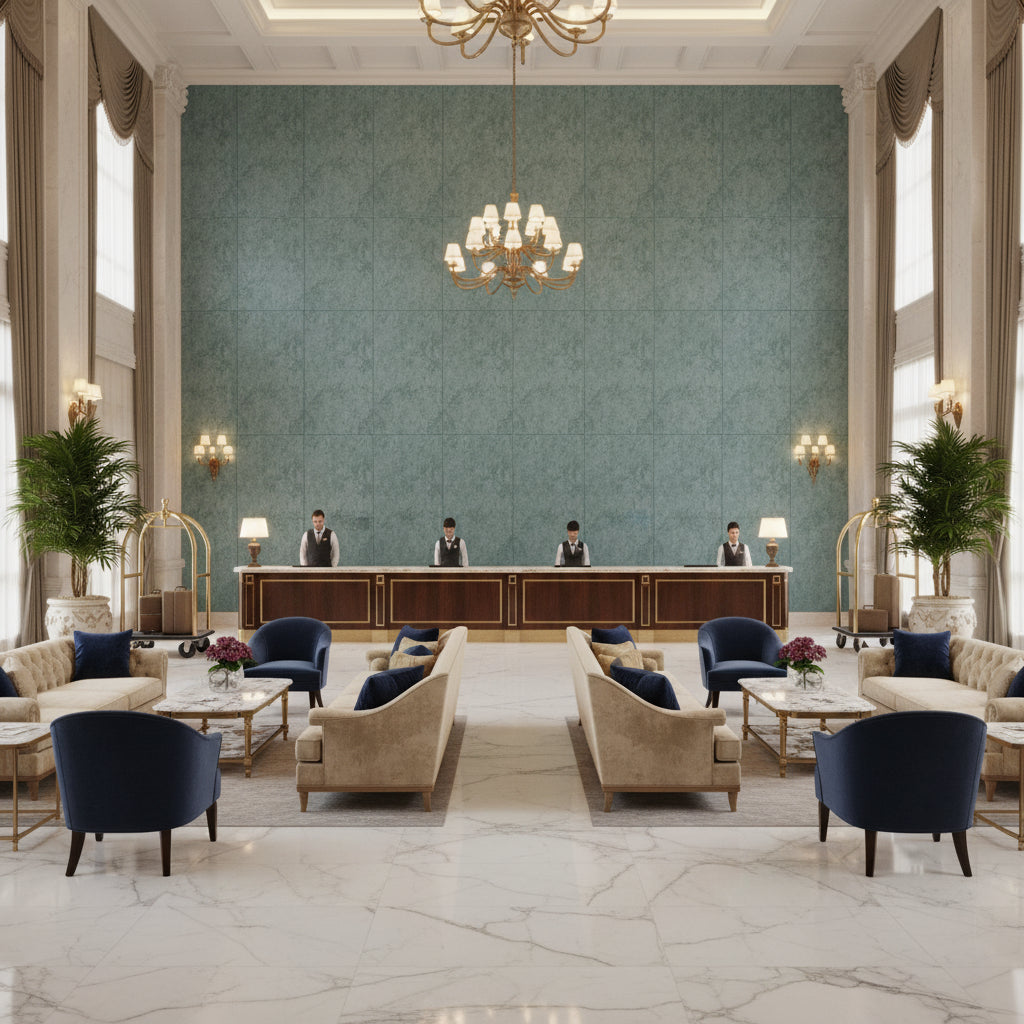BF10700.725.0 | Kravet - Hotel Lobby Visualization (AI-generated, may not be to scale. Verify pattern scale with product specifications.)
