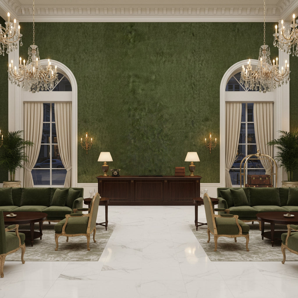 BF10700.775.0 | Kravet - Hotel Lobby Visualization (AI-generated, may not be to scale. Verify pattern scale with product specifications.)