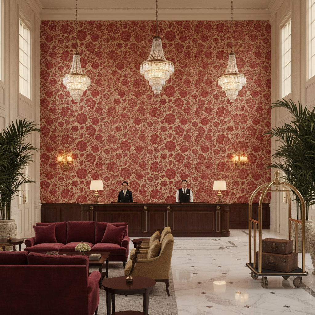 BF10918.2.0 | Kravet - Hotel Lobby Visualization (AI-generated, may not be to scale. Verify pattern scale with product specifications.)