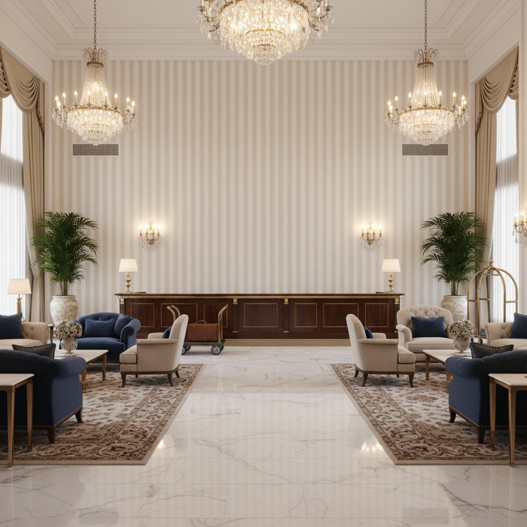 BF10944.110.0 | Kravet - Hotel Lobby Visualization (AI-generated, may not be to scale. Verify pattern scale with product specifications.)