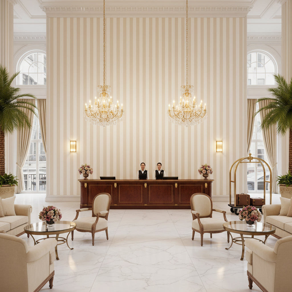 BF10944.225.0 | Kravet - Hotel Lobby Visualization (AI-generated, may not be to scale. Verify pattern scale with product specifications.)