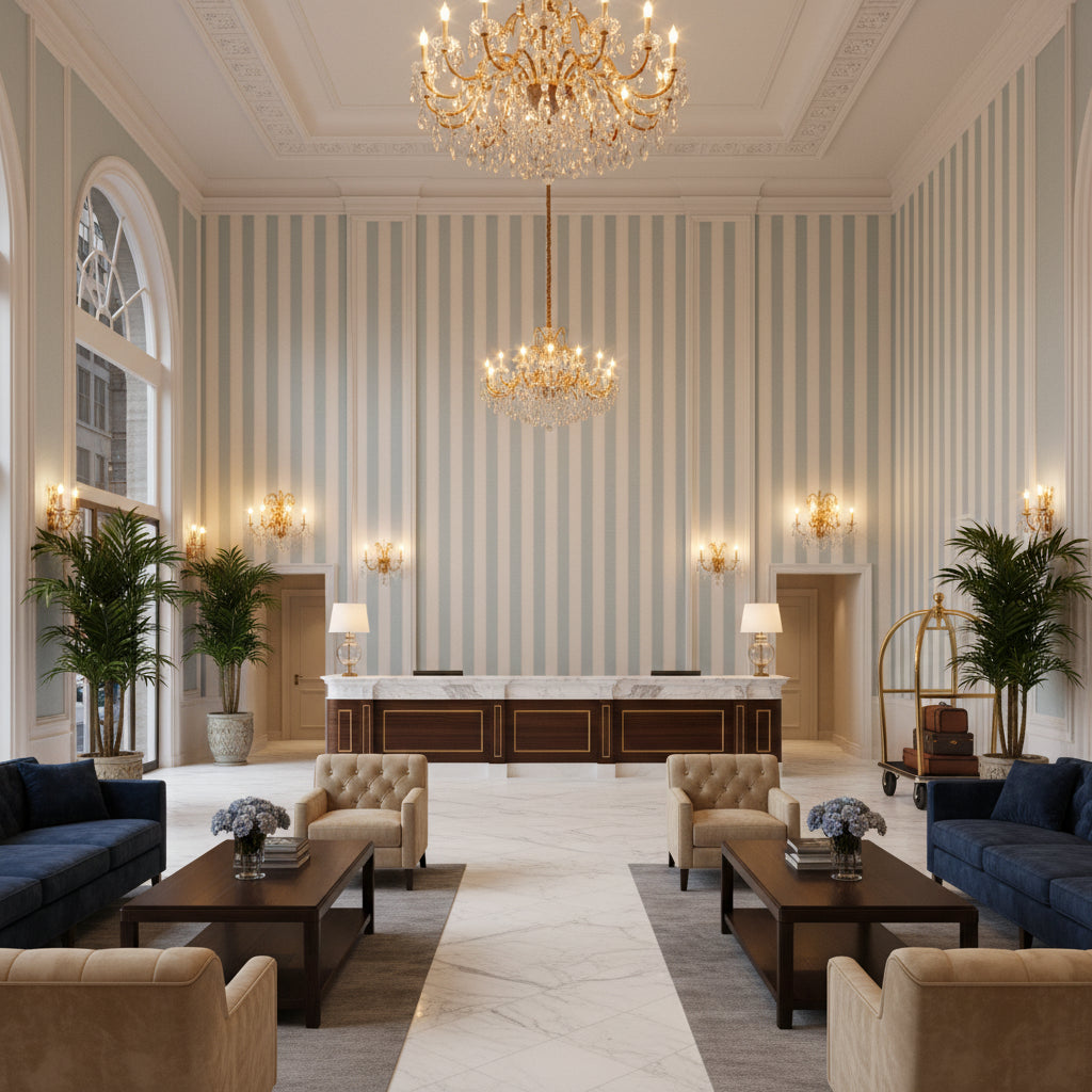 BF10944.725.0 | Kravet - Hotel Lobby Visualization (AI-generated, may not be to scale. Verify pattern scale with product specifications.)