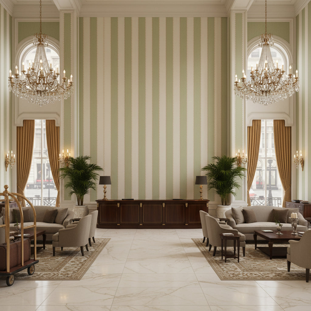 BF10944.735.0 | Kravet - Hotel Lobby Visualization (AI-generated, may not be to scale. Verify pattern scale with product specifications.)