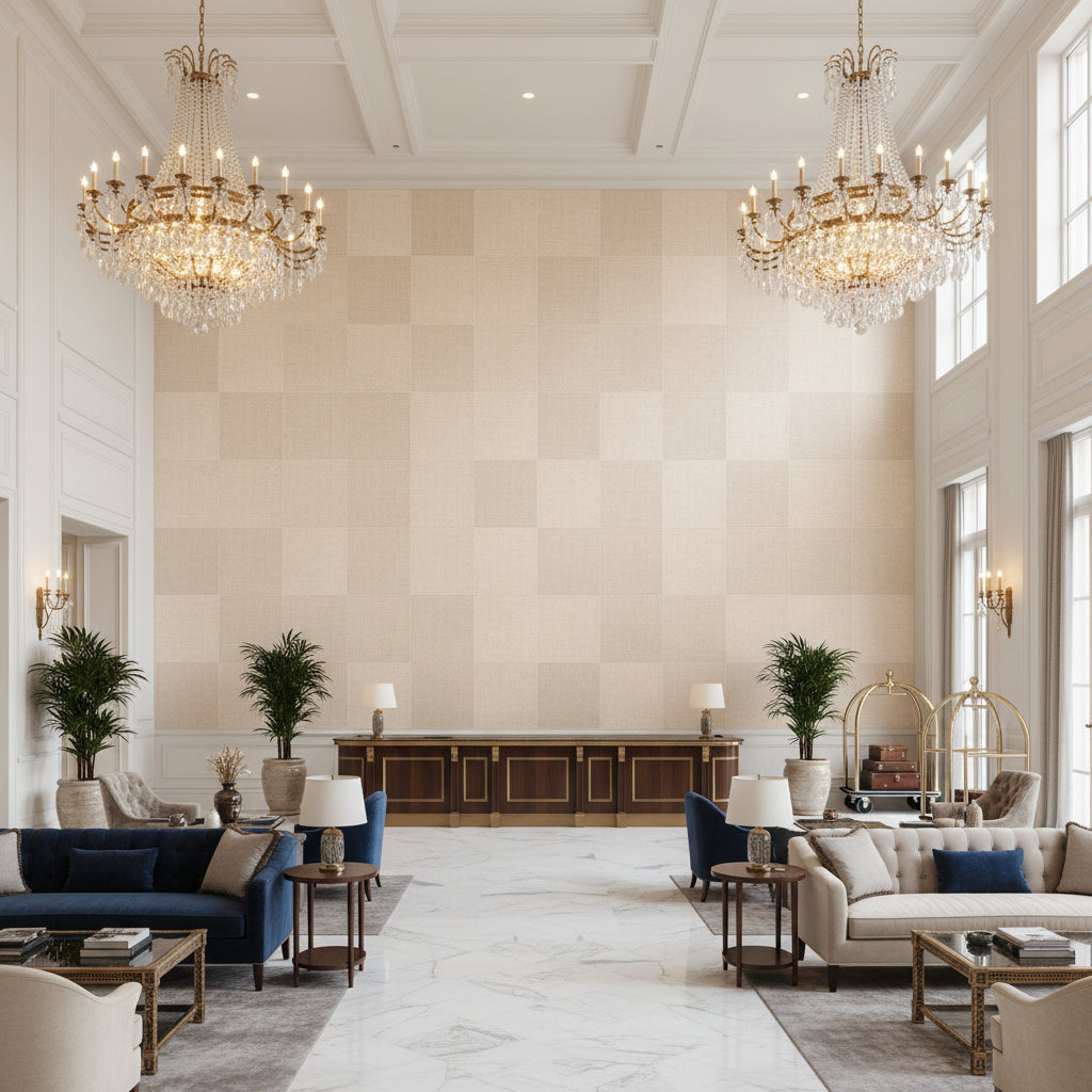 BF10956.225.0 | Kravet - Hotel Lobby Visualization (AI-generated, may not be to scale. Verify pattern scale with product specifications.)