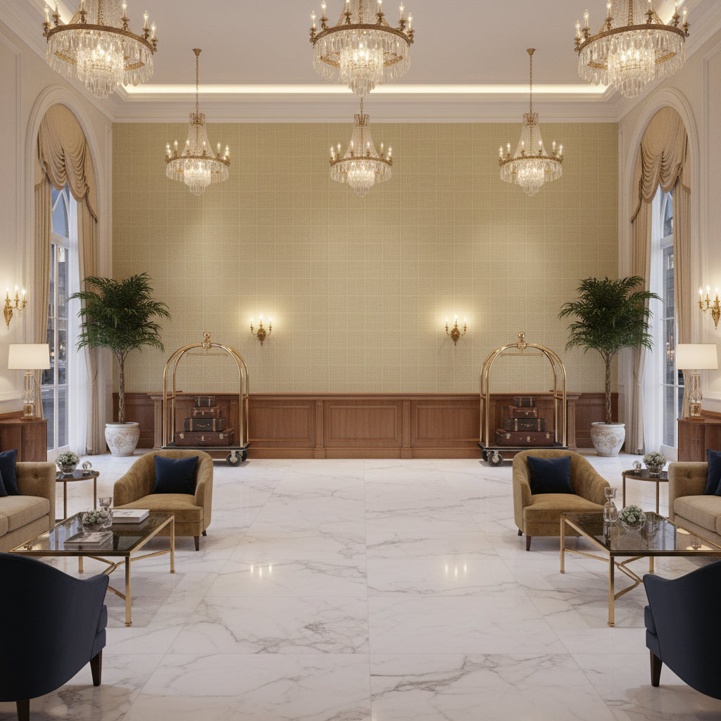 BF10956.778.0 | Kravet - Hotel Lobby Visualization (AI-generated, may not be to scale. Verify pattern scale with product specifications.)