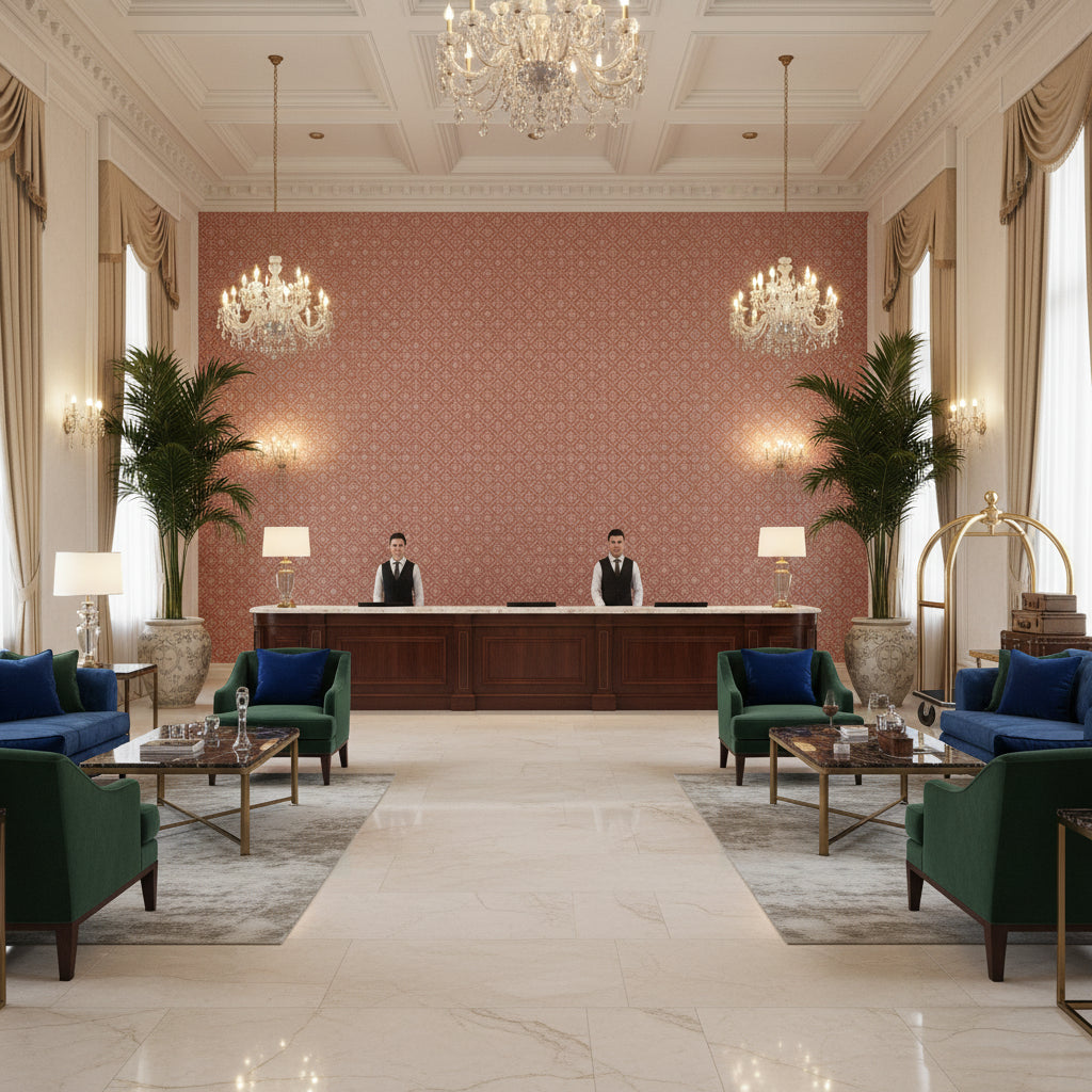 BF10959.450.0 | Kravet - Hotel Lobby Visualization (AI-generated, may not be to scale. Verify pattern scale with product specifications.)