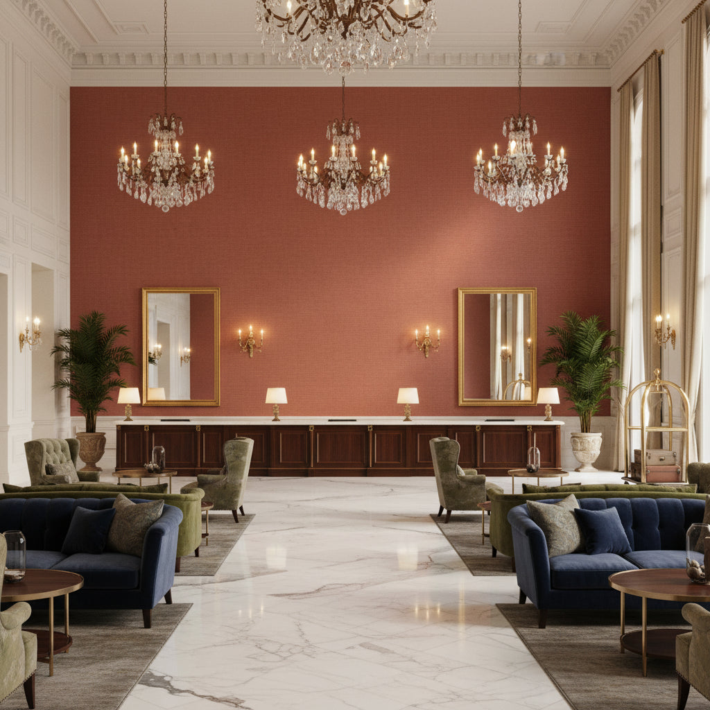 BF10962.320.0 | Kravet - Hotel Lobby Visualization (AI-generated, may not be to scale. Verify pattern scale with product specifications.)
