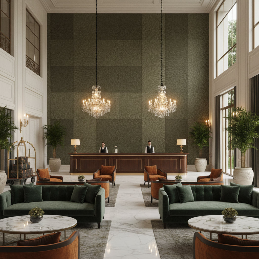 BF10962.794.0 | Kravet - Hotel Lobby Visualization (AI-generated, may not be to scale. Verify pattern scale with product specifications.)
