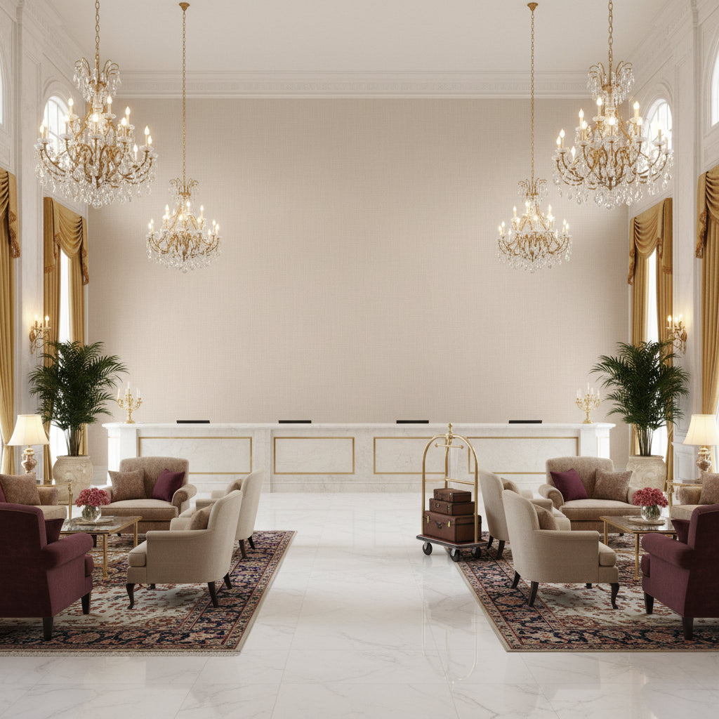 BF10962.925.0 | Kravet - Hotel Lobby Visualization (AI-generated, may not be to scale. Verify pattern scale with product specifications.)