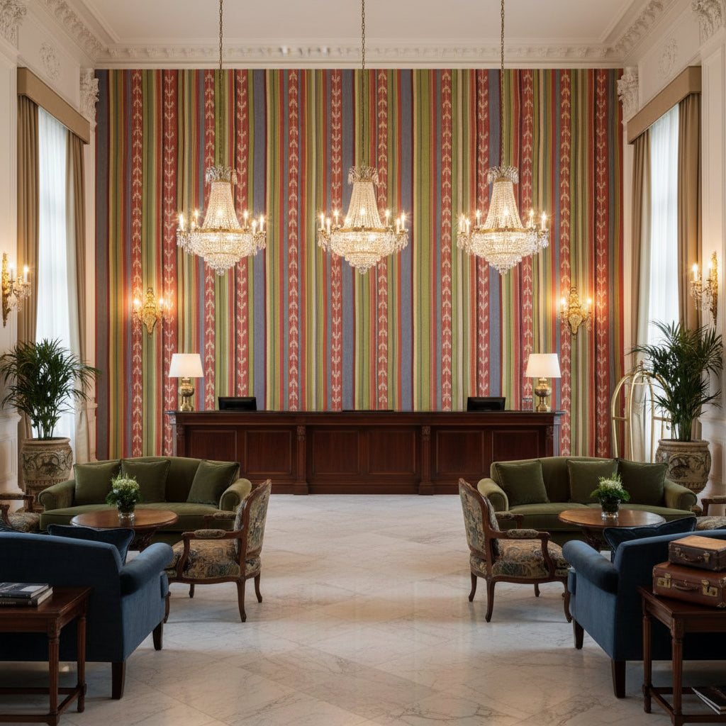 BF10963.310.0 | Kravet - Hotel Lobby Visualization (AI-generated, may not be to scale. Verify pattern scale with product specifications.)