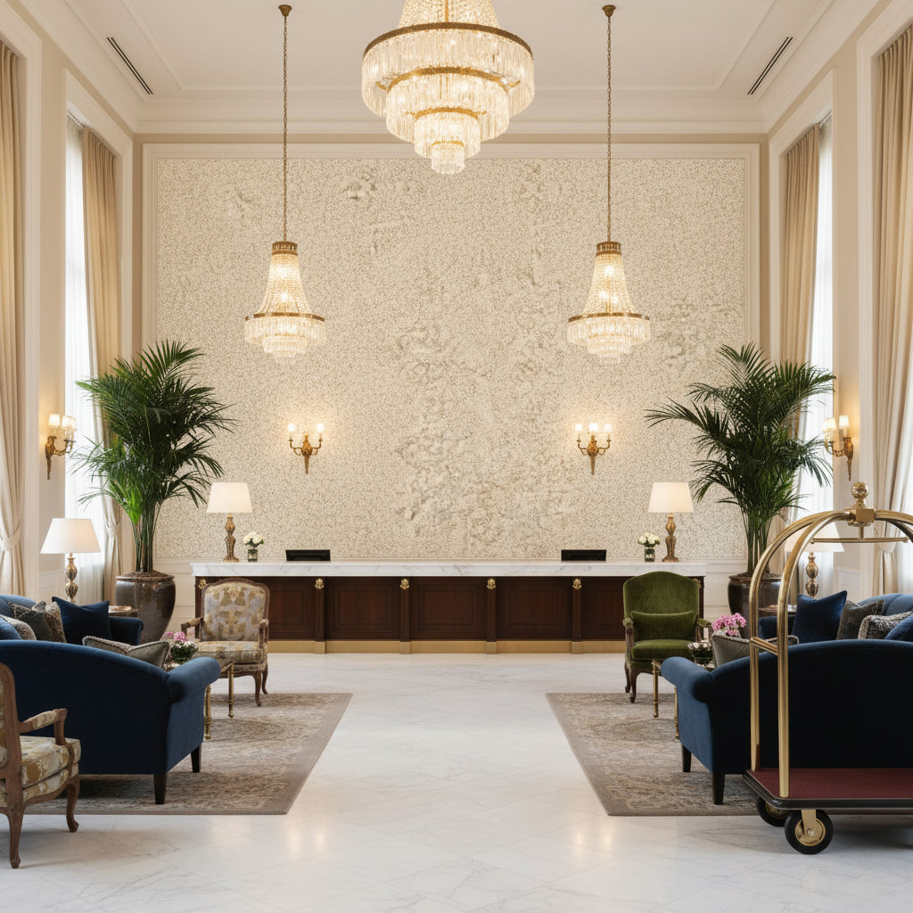 BF10964.230.0 | Kravet - Hotel Lobby Visualization (AI-generated, may not be to scale. Verify pattern scale with product specifications.)