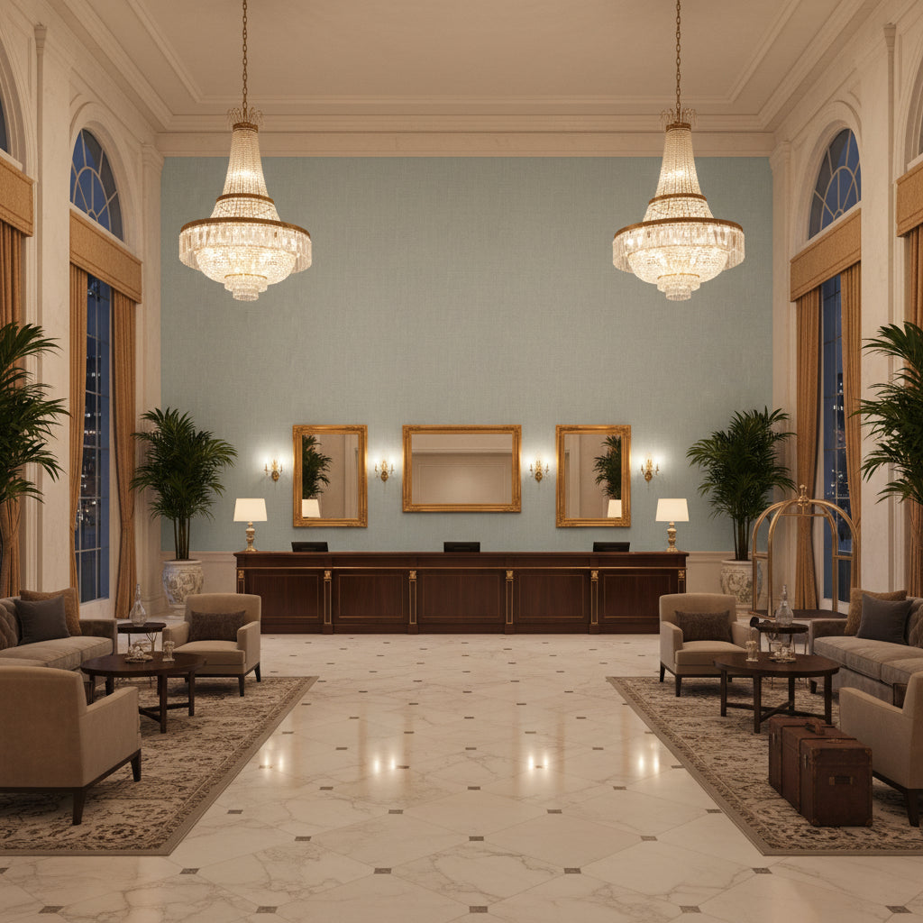 BF10964.721.0 | Kravet - Hotel Lobby Visualization (AI-generated, may not be to scale. Verify pattern scale with product specifications.)