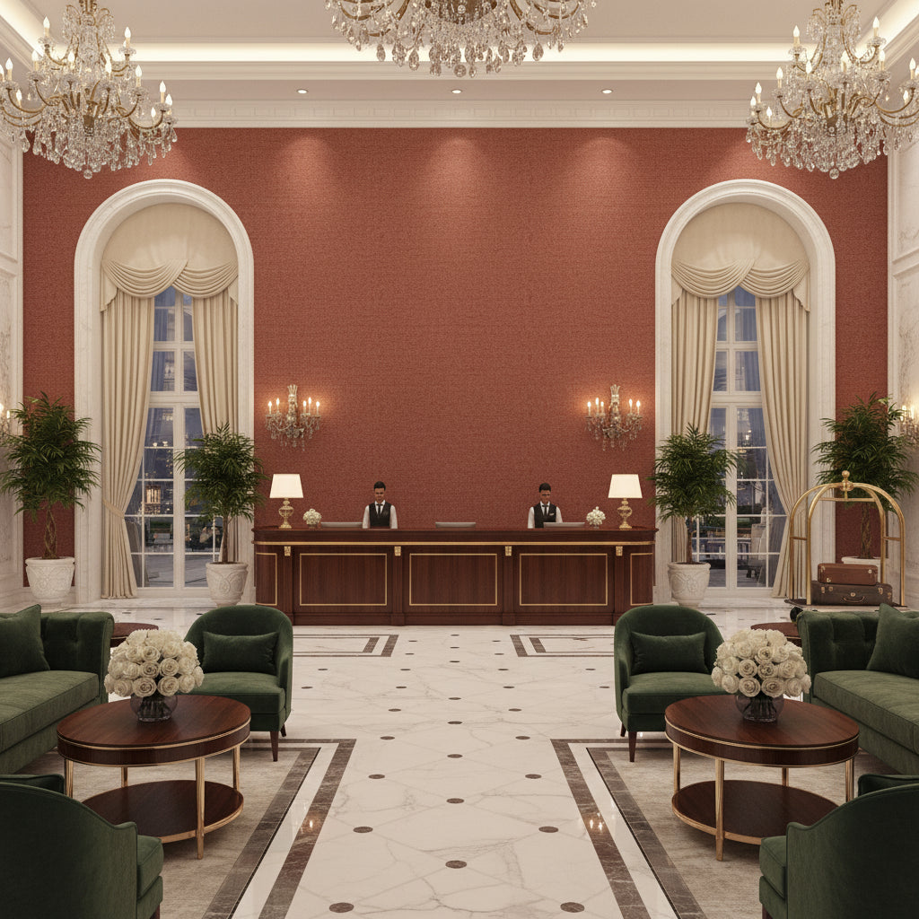 BF10965.450.0 | Kravet - Hotel Lobby Visualization (AI-generated, may not be to scale. Verify pattern scale with product specifications.)