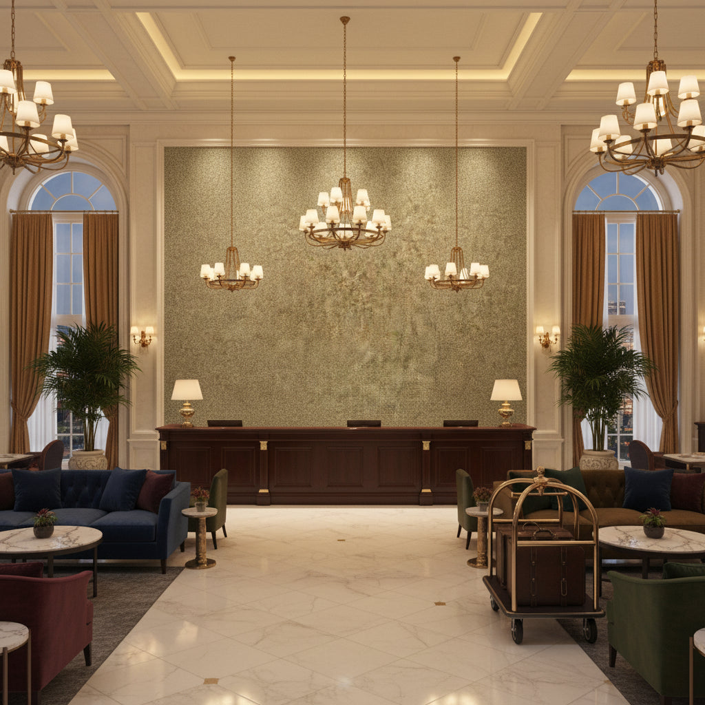 BF10965.790.0 | Kravet - Hotel Lobby Visualization (AI-generated, may not be to scale. Verify pattern scale with product specifications.)