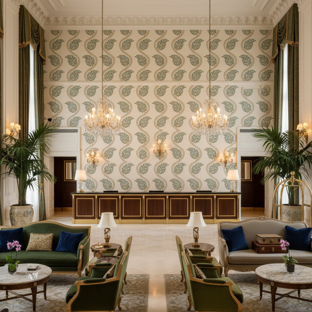 BF11031.2.0 | Kravet - Hotel Lobby Visualization (AI-generated, may not be to scale. Verify pattern scale with product specifications.)