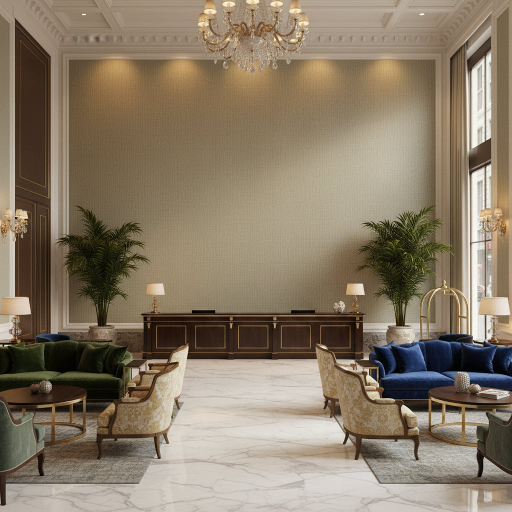 BF11035.4.0 | Kravet - Hotel Lobby Visualization (AI-generated, may not be to scale. Verify pattern scale with product specifications.)