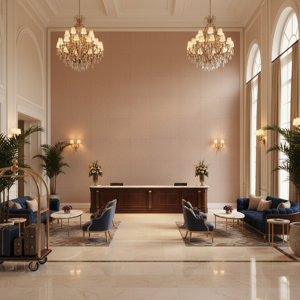 BF11035.8.0 | Kravet - Hotel Lobby Visualization (AI-generated, may not be to scale. Verify pattern scale with product specifications.)