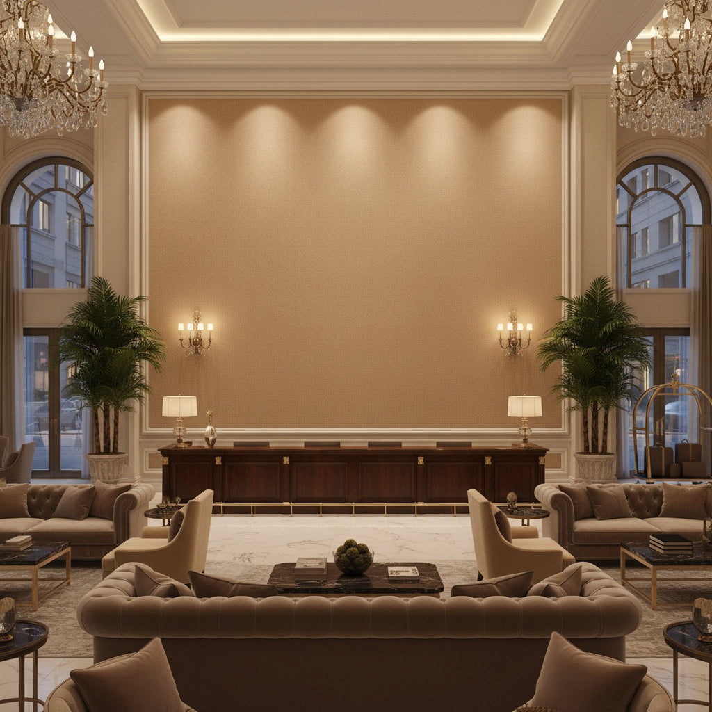 BF11035.9.0 | Kravet - Hotel Lobby Visualization (AI-generated, may not be to scale. Verify pattern scale with product specifications.)