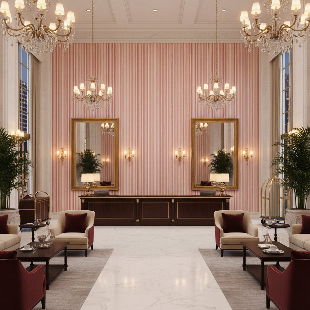 BF11037.450.0 | Kravet - Hotel Lobby Visualization (AI-generated, may not be to scale. Verify pattern scale with product specifications.)