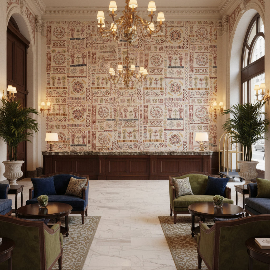 BF11055.3.0 | Kravet - Hotel Lobby Visualization (AI-generated, may not be to scale. Verify pattern scale with product specifications.)