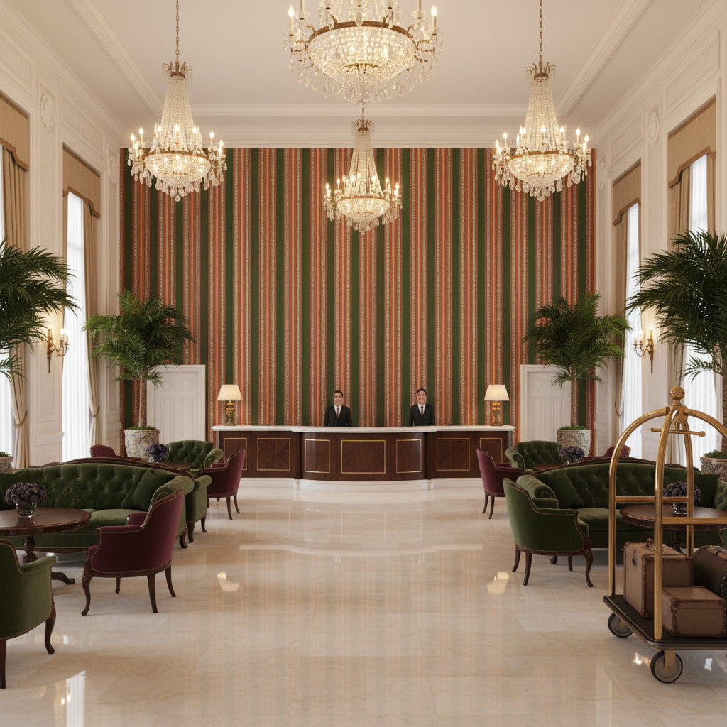 BF11059.4.0 | Kravet - Hotel Lobby Visualization (AI-generated, may not be to scale. Verify pattern scale with product specifications.)