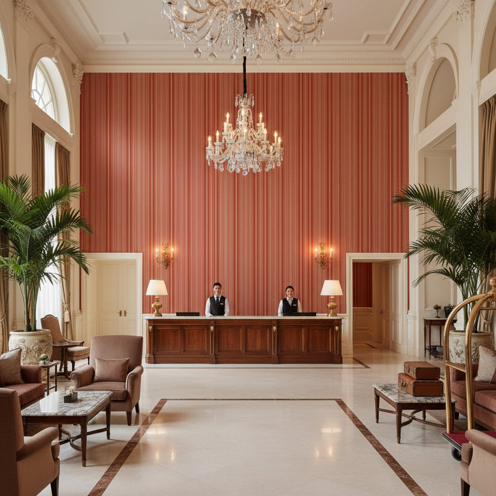 BF11065.330.0 | Kravet - Hotel Lobby Visualization (AI-generated, may not be to scale. Verify pattern scale with product specifications.)