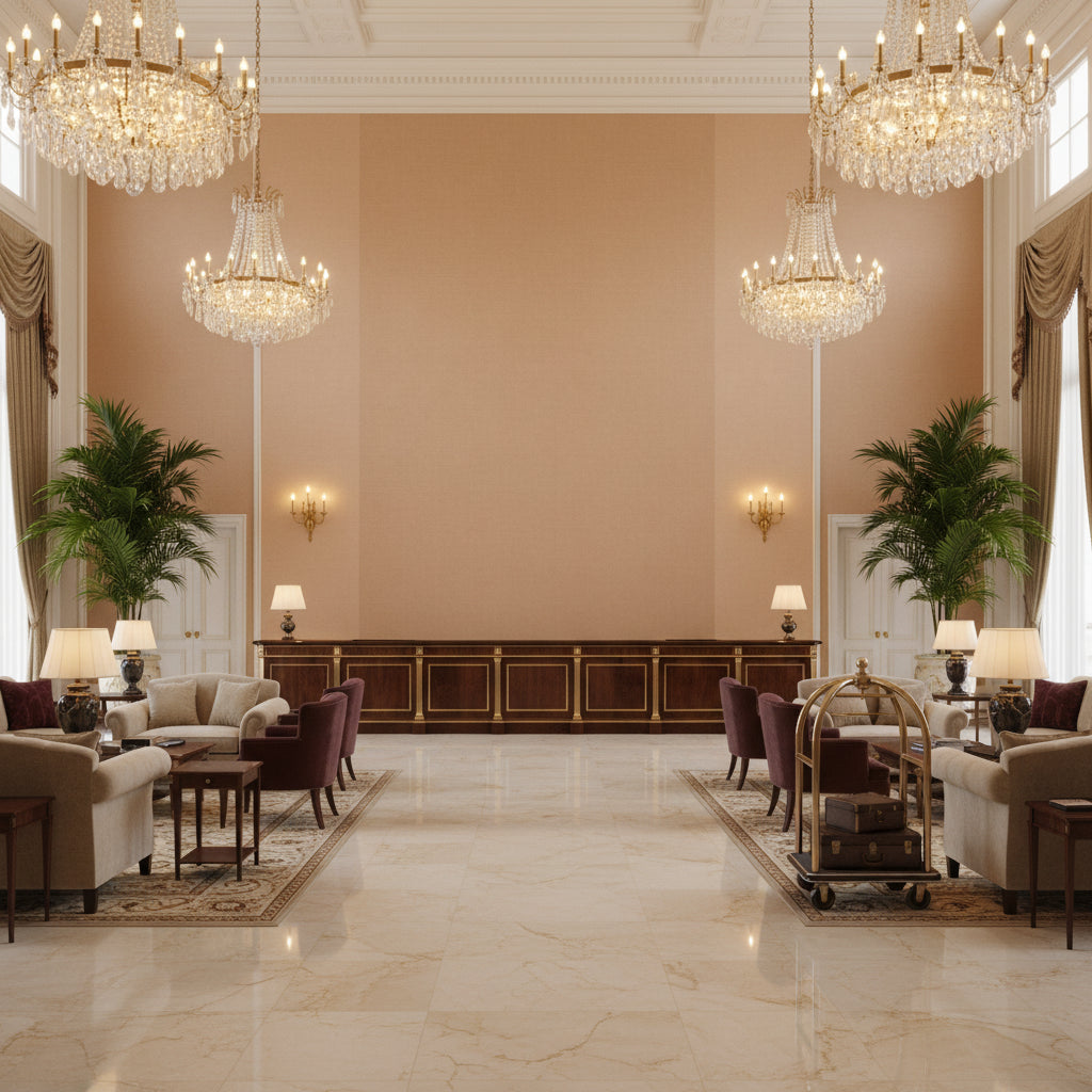 BF11066.160.0 | Kravet - Hotel Lobby Visualization (AI-generated, may not be to scale. Verify pattern scale with product specifications.)
