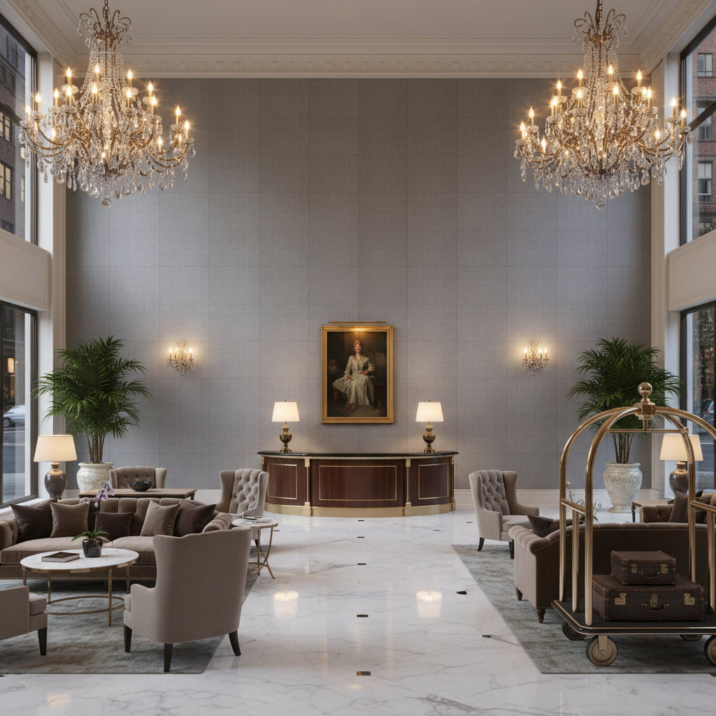 BF11066.640.0 | Kravet - Hotel Lobby Visualization (AI-generated, may not be to scale. Verify pattern scale with product specifications.)