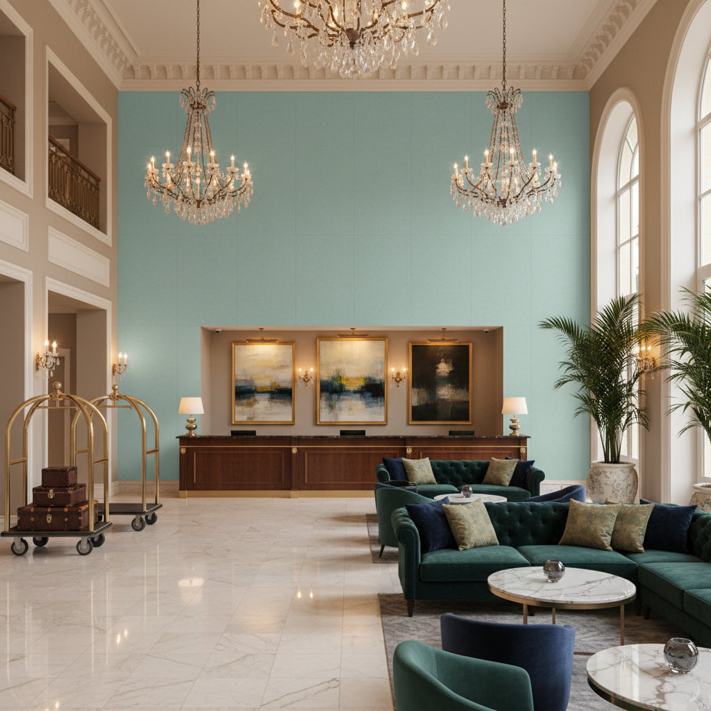 BF11066.725.0 | Kravet - Hotel Lobby Visualization (AI-generated, may not be to scale. Verify pattern scale with product specifications.)
