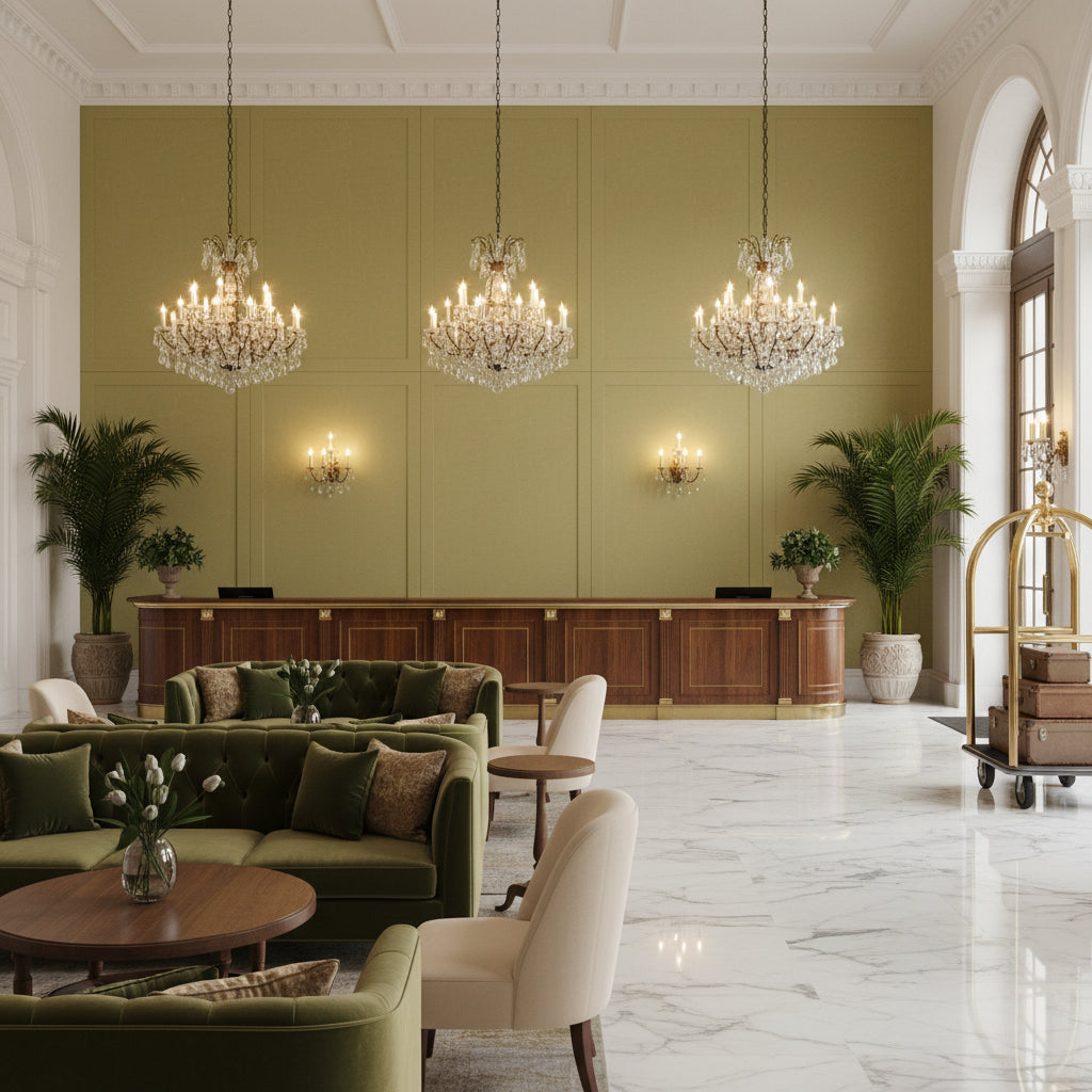 BF11066.736.0 | Kravet - Hotel Lobby Visualization (AI-generated, may not be to scale. Verify pattern scale with product specifications.)