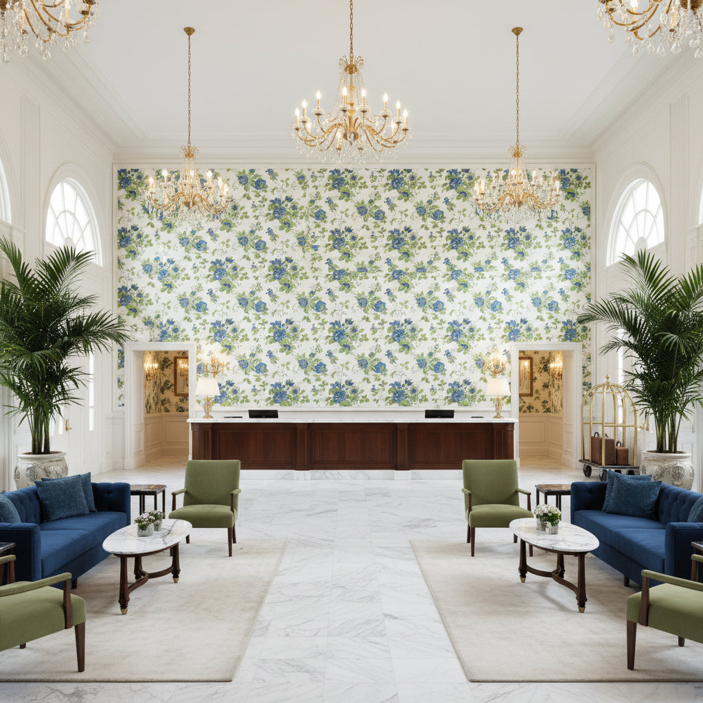BFC-3520.153.0 | Kravet - Hotel Lobby Visualization (AI-generated, may not be to scale. Verify pattern scale with product specifications.)