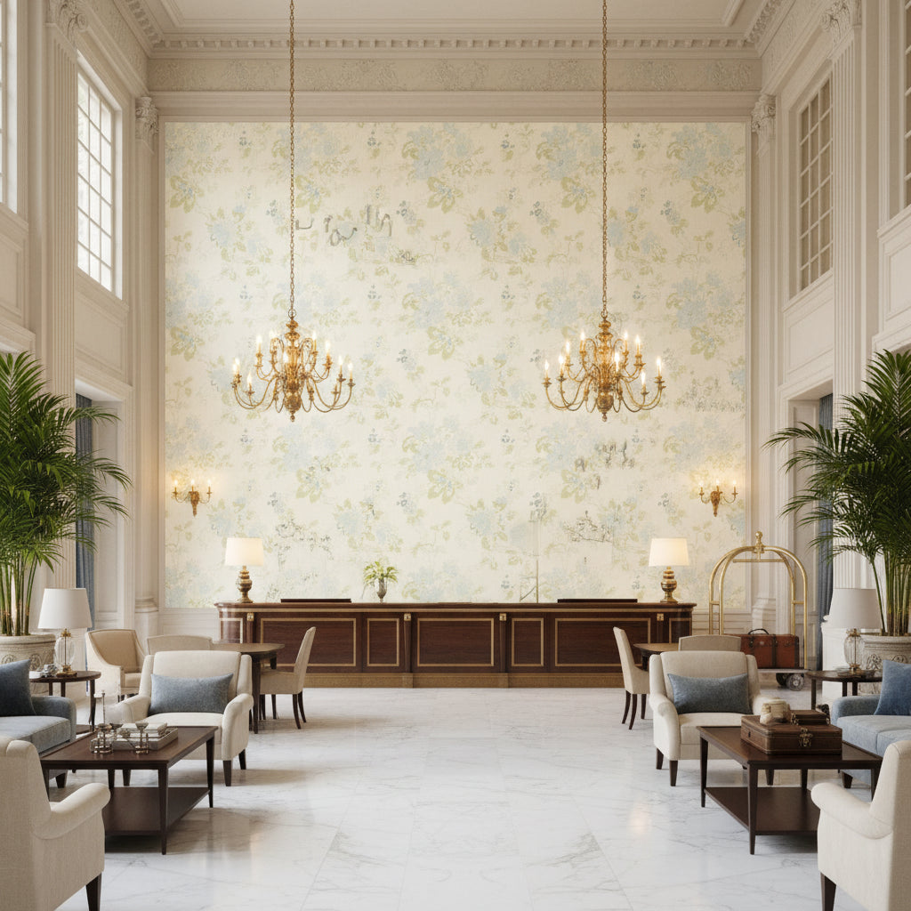 BFC-3520.315.0 | Kravet - Hotel Lobby Visualization (AI-generated, may not be to scale. Verify pattern scale with product specifications.)