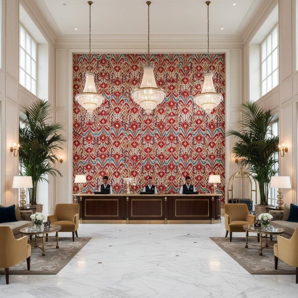 BFC-3688.910.0 | Kravet - Hotel Lobby Visualization (AI-generated, may not be to scale. Verify pattern scale with product specifications.)