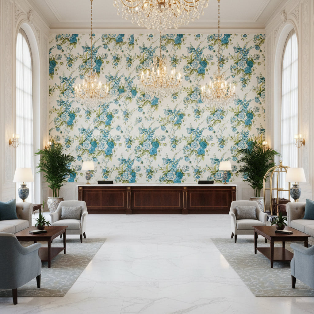 BFC-3690.53.0 | Kravet - Hotel Lobby Visualization (AI-generated, may not be to scale. Verify pattern scale with product specifications.)
