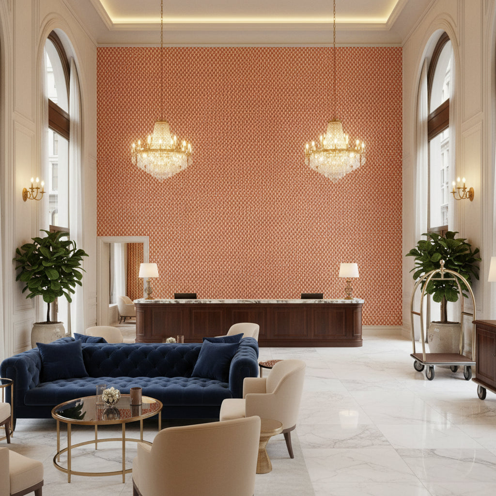 BFC-3692.24.0 | Kravet - Hotel Lobby Visualization (AI-generated, may not be to scale. Verify pattern scale with product specifications.)