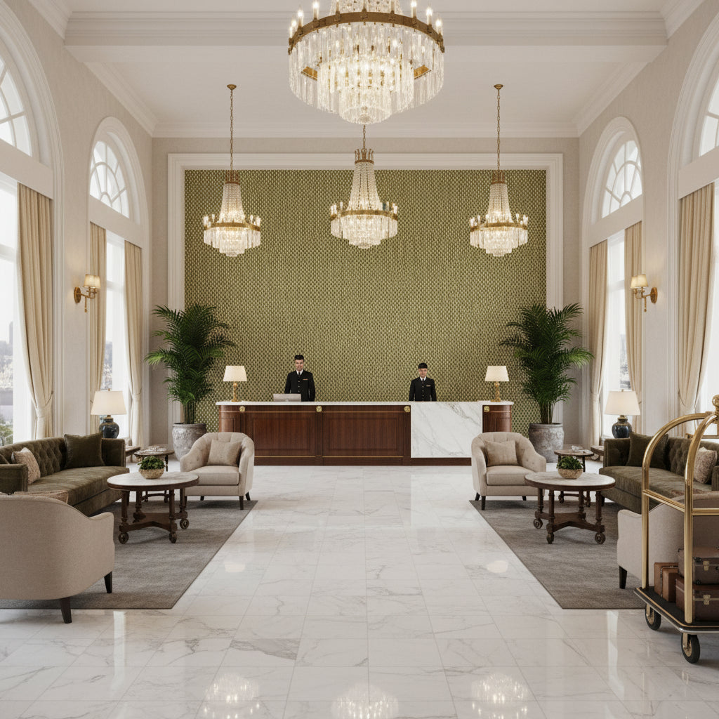 BFC-3692.30.0 | Kravet - Hotel Lobby Visualization (AI-generated, may not be to scale. Verify pattern scale with product specifications.)