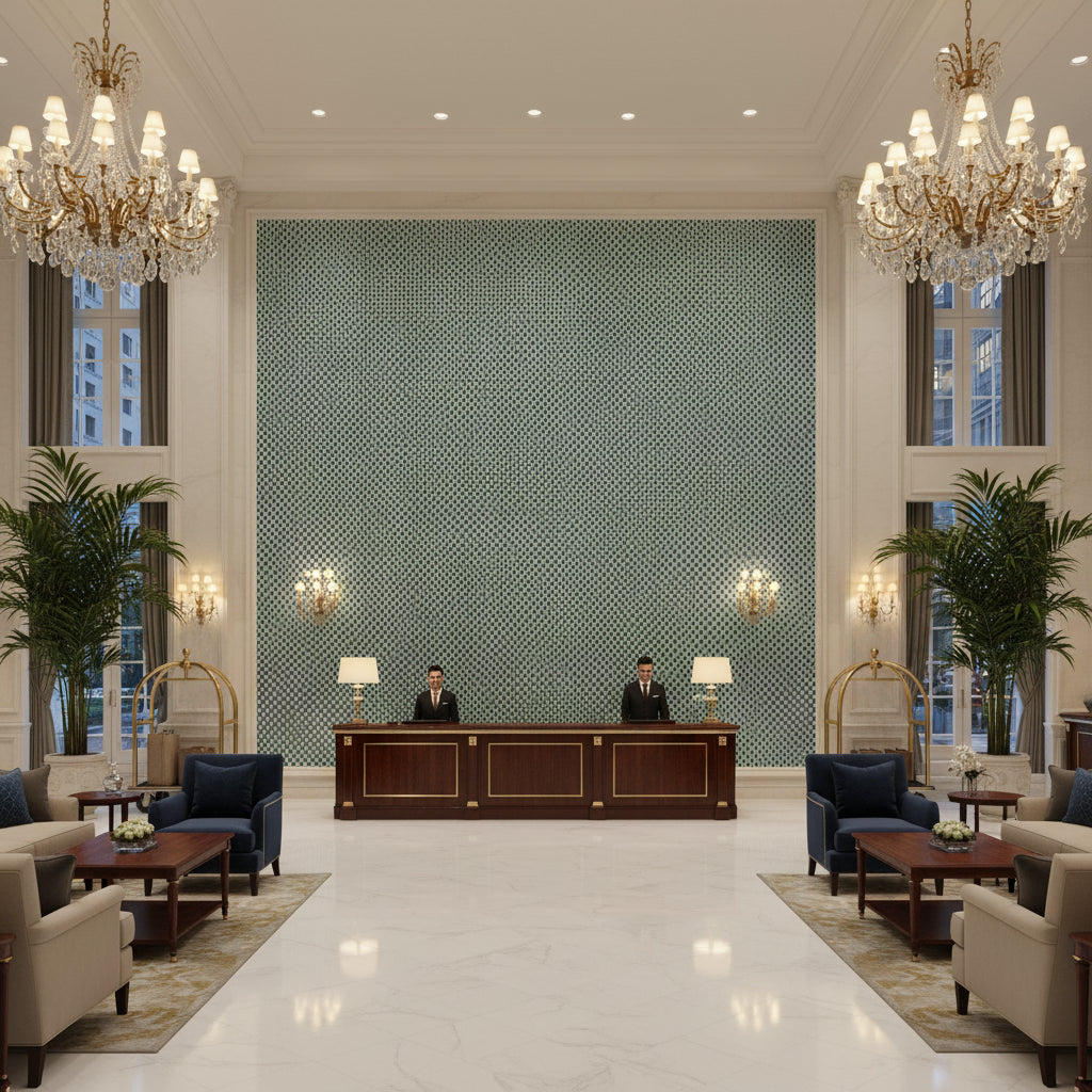 BFC-3692.35.0 | Kravet - Hotel Lobby Visualization (AI-generated, may not be to scale. Verify pattern scale with product specifications.)