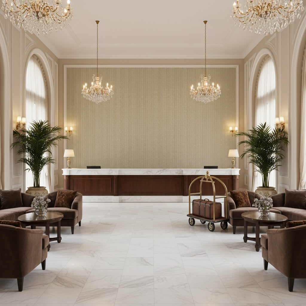 BFC-3704.130.0 | Kravet - Hotel Lobby Visualization (AI-generated, may not be to scale. Verify pattern scale with product specifications.)