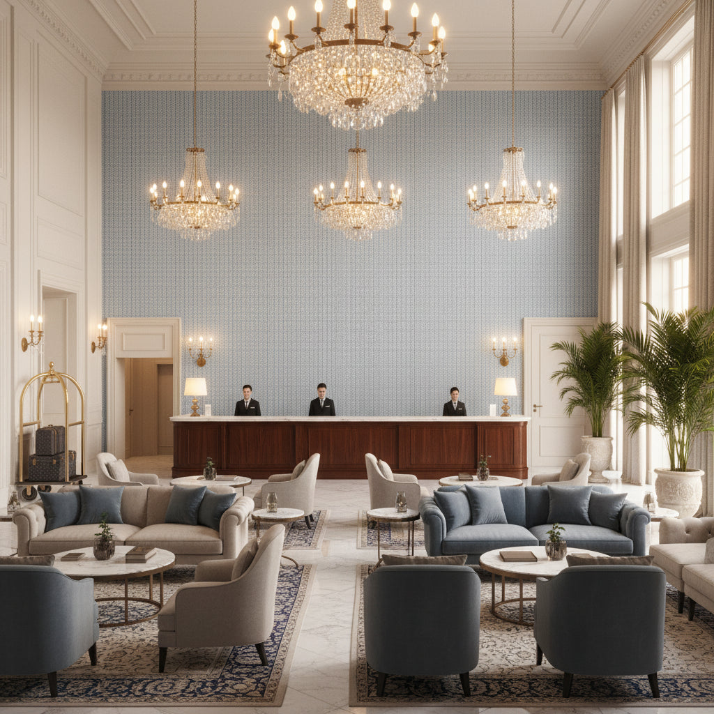 BFC-3707.115.0 | Kravet - Hotel Lobby Visualization (AI-generated, may not be to scale. Verify pattern scale with product specifications.)