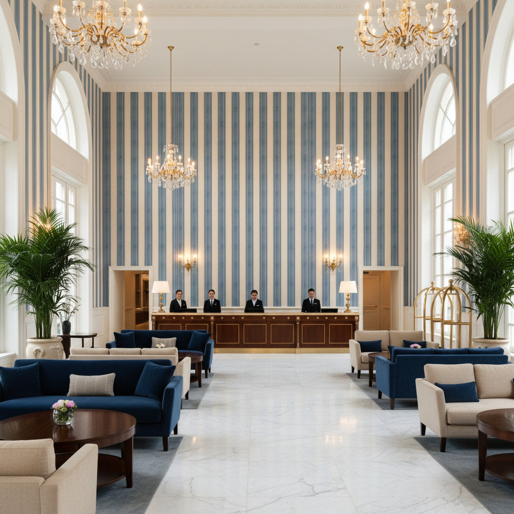 BFC-3709.5.0 | Kravet - Hotel Lobby Visualization (AI-generated, may not be to scale. Verify pattern scale with product specifications.)