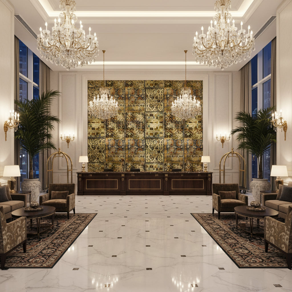 BP10628.4.0 | Kravet - Hotel Lobby Visualization (AI-generated, may not be to scale. Verify pattern scale with product specifications.)