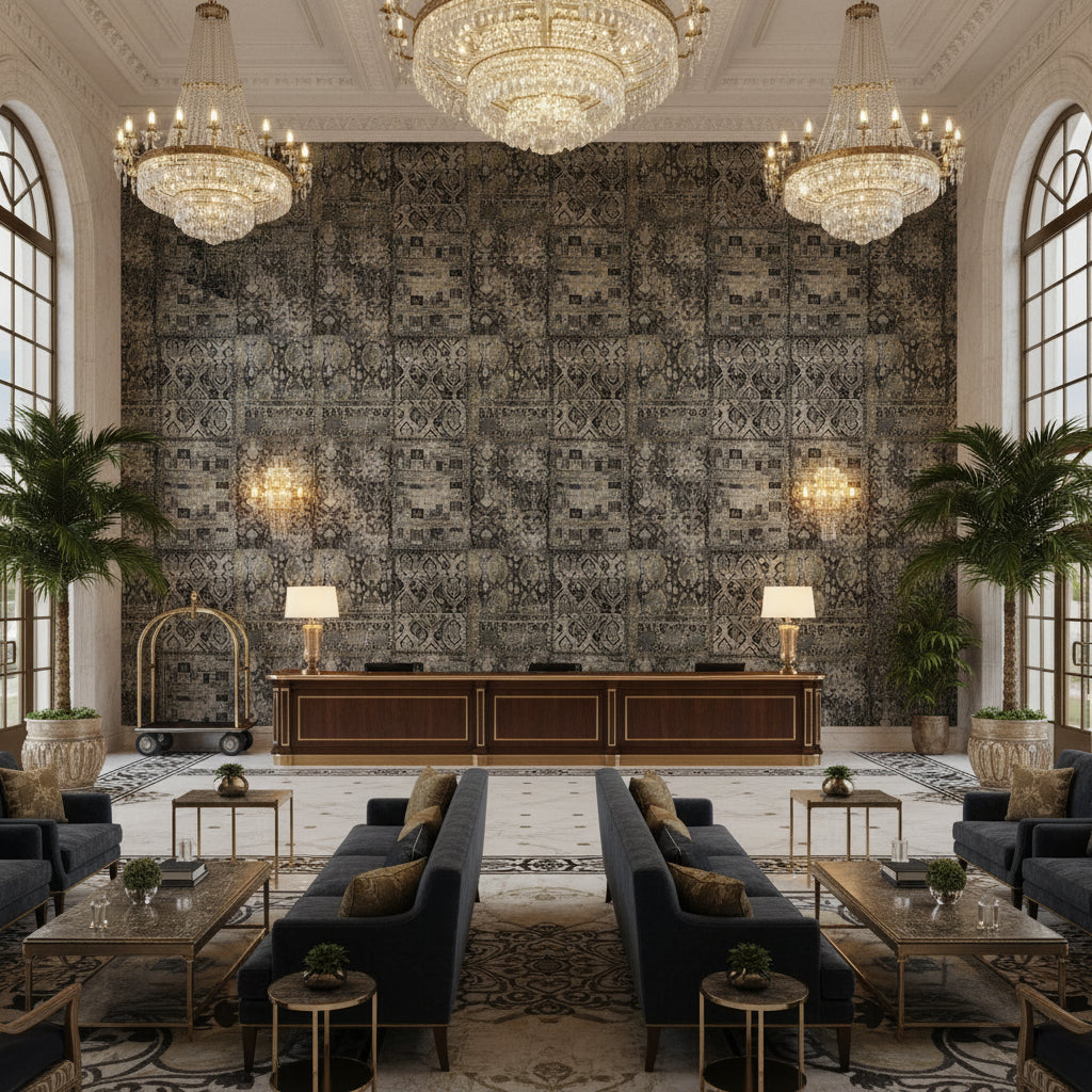 BP10628.5.0 | Kravet - Hotel Lobby Visualization (AI-generated, may not be to scale. Verify pattern scale with product specifications.)