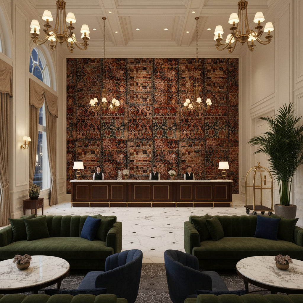 BP10628.7.0 | Kravet - Hotel Lobby Visualization (AI-generated, may not be to scale. Verify pattern scale with product specifications.)