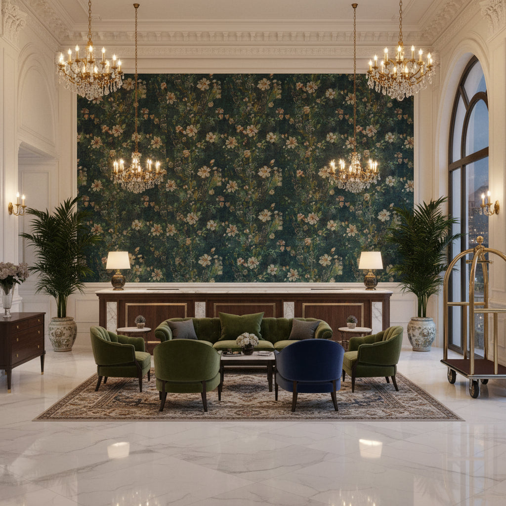 BP10644.1.0 | Kravet - Hotel Lobby Visualization (AI-generated, may not be to scale. Verify pattern scale with product specifications.)